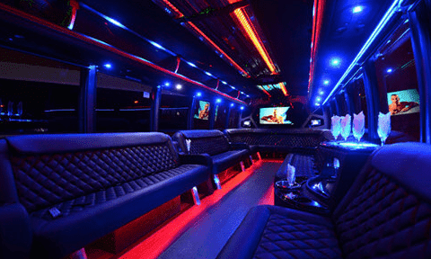 Huntington Beach 30 Passenger Party Bus Black Interior
